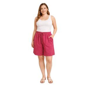 dark pink cotton drawstring shorts / relaxed high-rise lounge bottoms women’s L